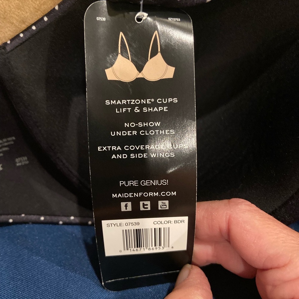 New with tag black Maidenform molded cup T-shirt underwire bra 34D - Picture 4 of 5